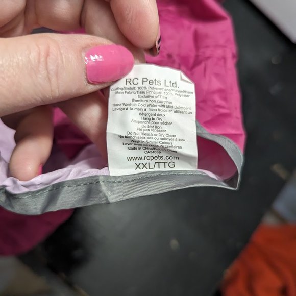 Packable Dog Rain Poncho - XXL - Pink - Reflective - RC Pets - Picture 3 of 4